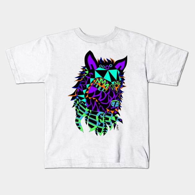 cute wolf ecopop art pattern Kids T-Shirt by jorge_lebeau